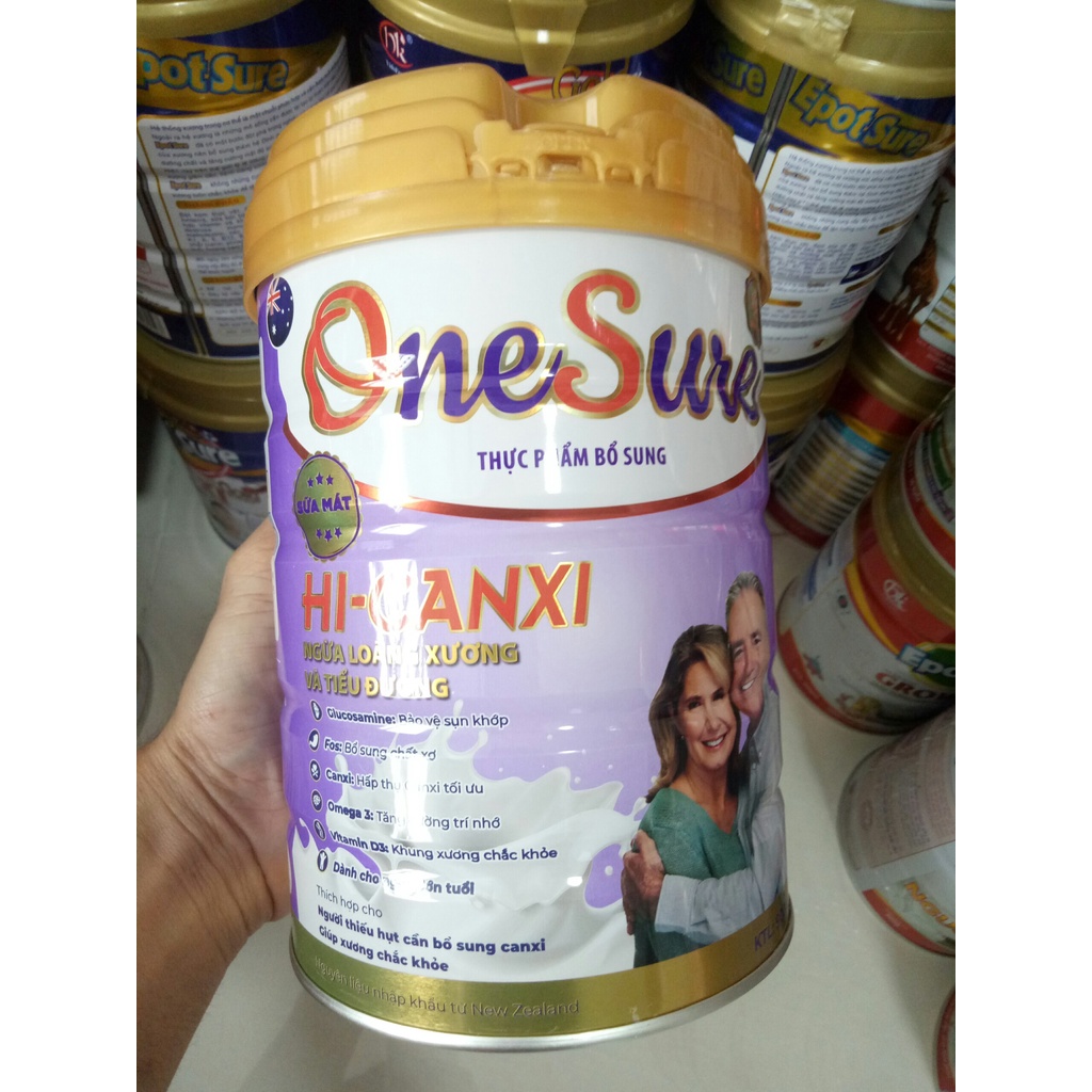 Sữa Onesure Hi-Canxi dành cho người lớn ngừa loãng xương &amp; tiểu đường lon 900g