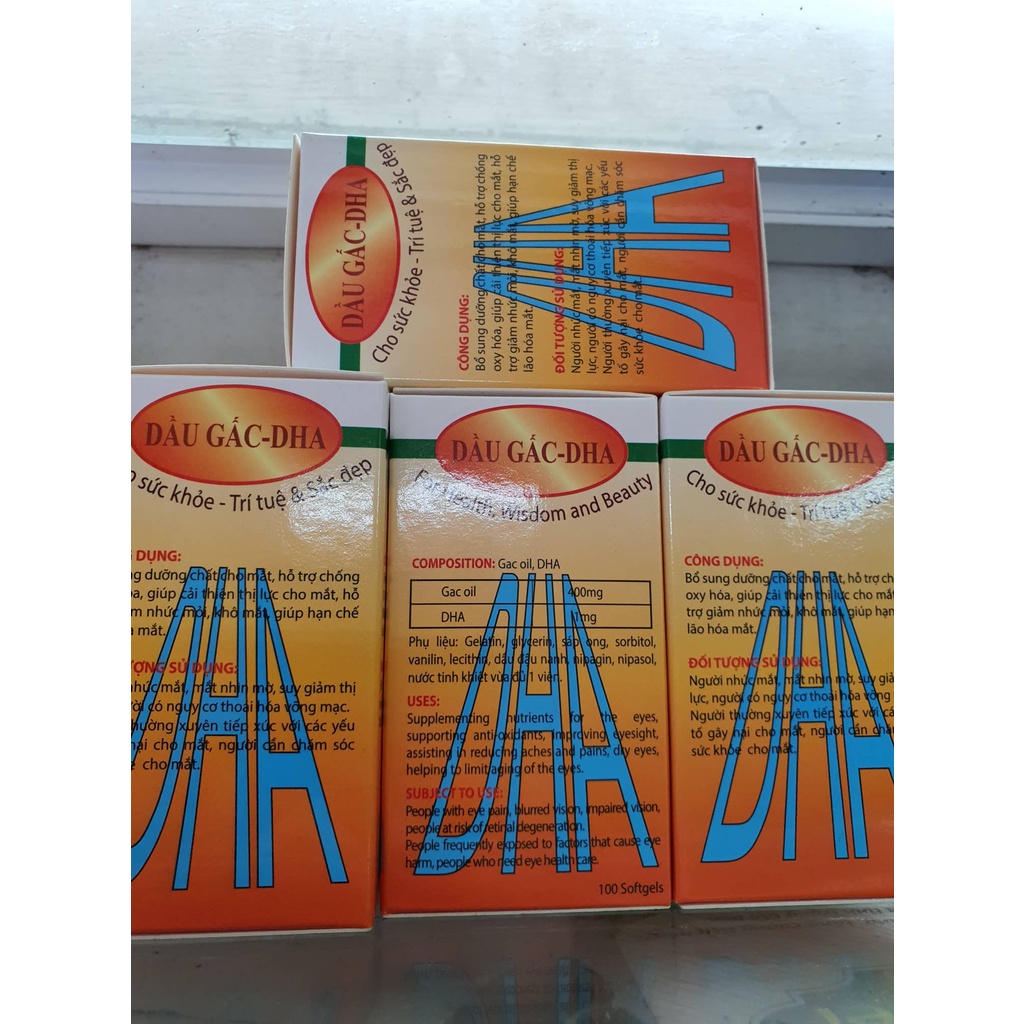 Viên Uống Dầu Gấc - DHA Chống Lão Hóa ,Giúp Đẹp Da, Bổ Mắt Hộp 100 Viên