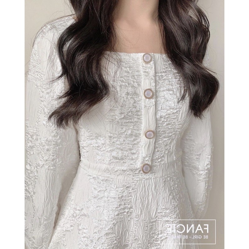 Đầm nữ trắng xòe dự tiệc chụp kỷ yếu vải gấm siêu xinh thiết kế 2 lớp [Gấm 3 | BigBuy360 - bigbuy360.vn