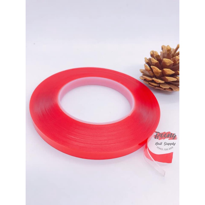Cuộn băng keo đỏ 2 mặt loại to dùng dán mẫu, tạo fan mi..vvv