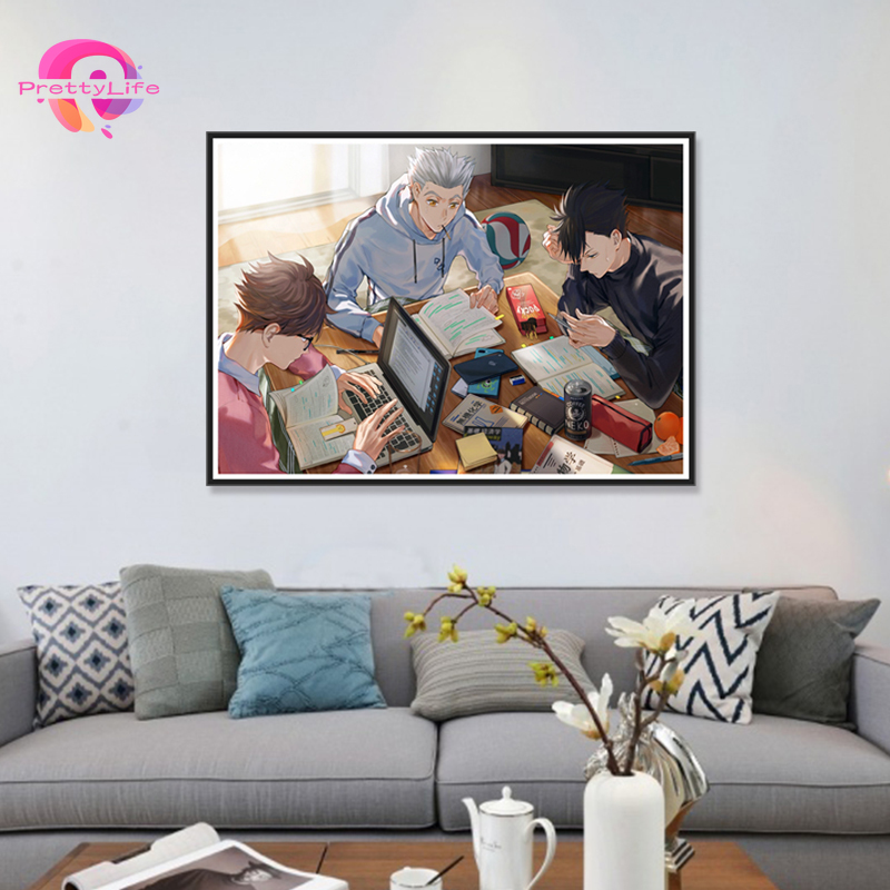 Bộ tranh đính đá 5D tự làm 30*40cm hình Anime Haikyuu Nhật Bản