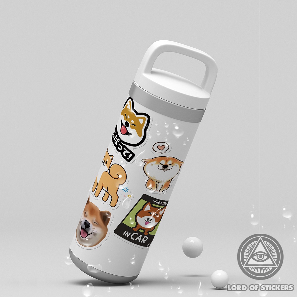 Set 50 Miếng Dán Chó Shiba Inu Sticker Hoạt Hình Cute Dễ Thương Chống Thấm Nước Trang Trí Mũ Bảo Hiểm, Laptop, Sổ, Vali