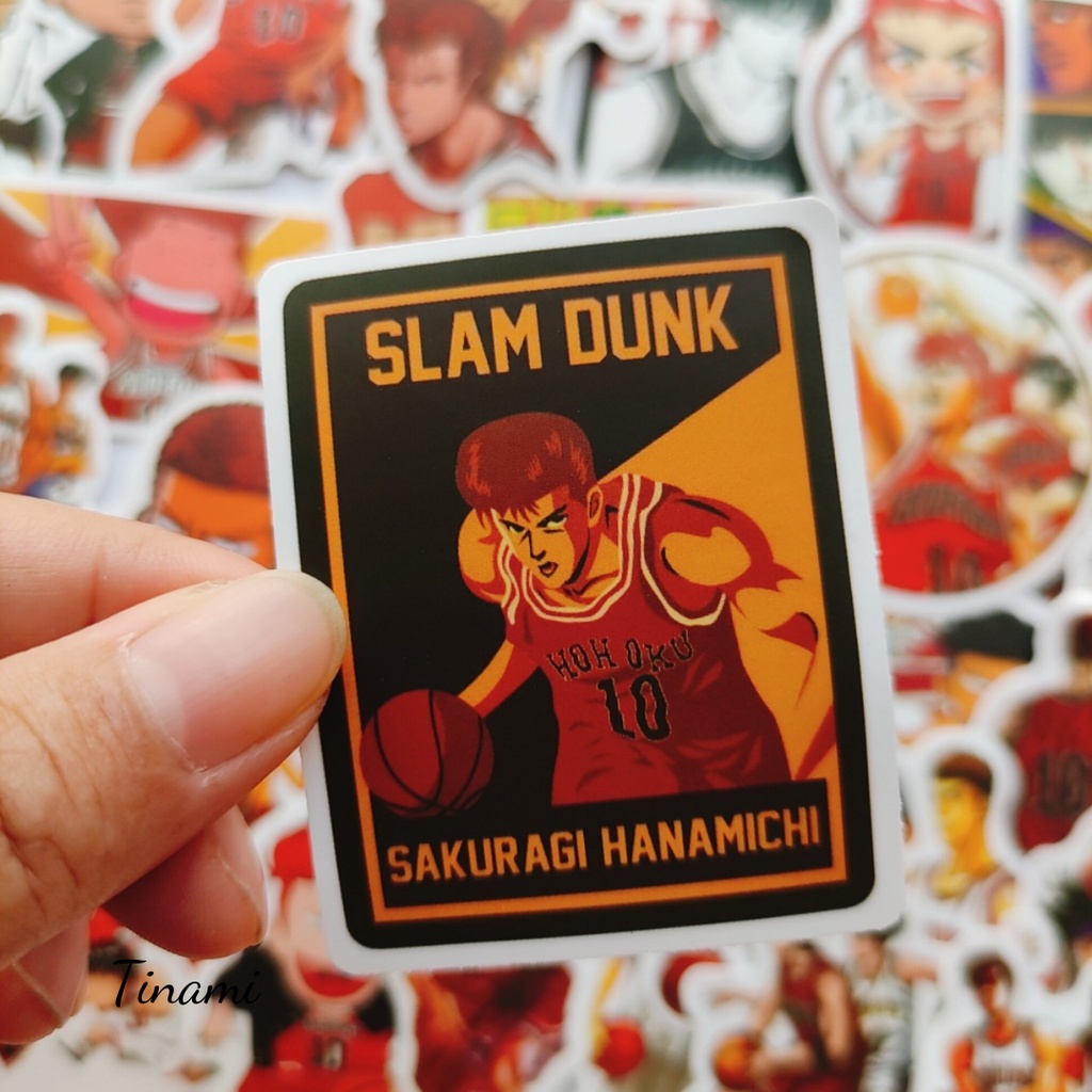 Bộ 50 hình dán Sticker Cao thủ bóng rổ SLAM DUNK trang trí điện thoại latop mũ bảo hểm xe máy vali ván trượt