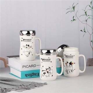 Cốc sứ giữ nhiệt nắp có gương