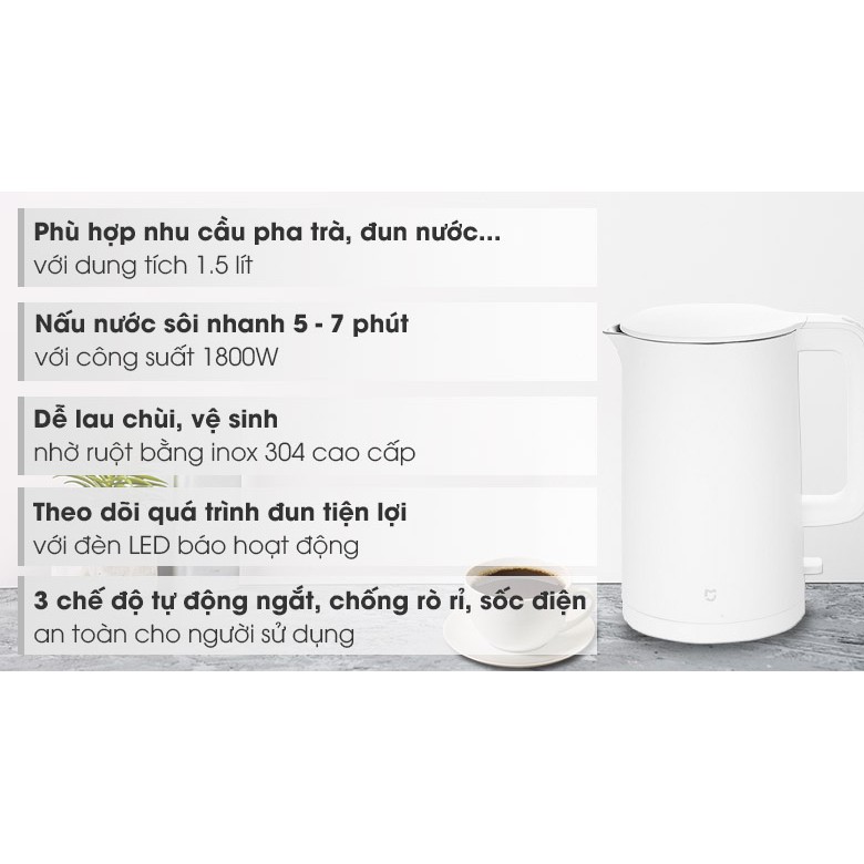 Ấm siêu tốc Bình đun siêu tốc Xiaomi 1.5 lít SDST068 GOG379