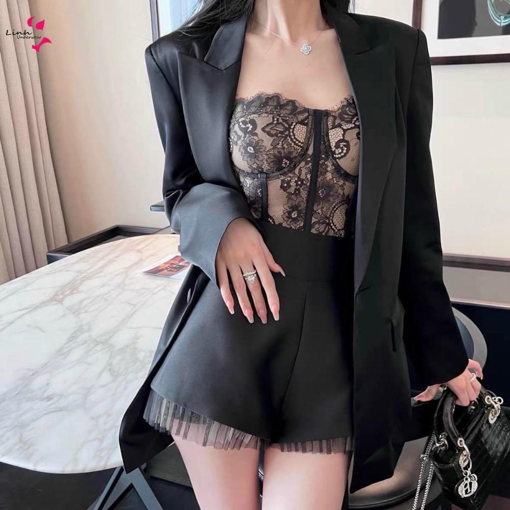 Áo Corset Ren Dáng Dài Có Gọng Gợi Cảm Sexy Phương Linh Underwear