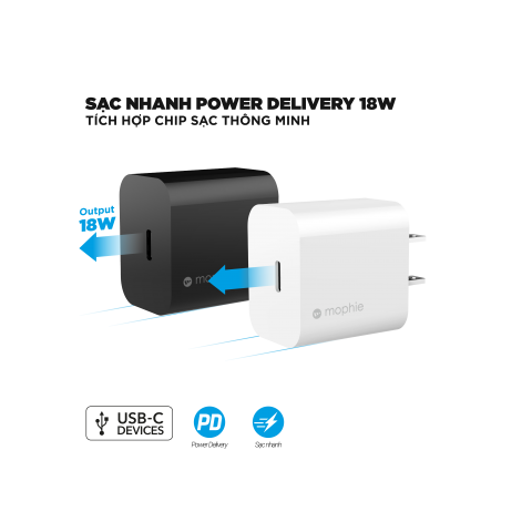 Sạc mophie PD 18W USB-C - Hàng chính hãng