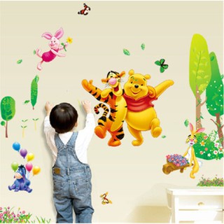 Decal dán tường cho bé hình khu vườn tình yêu gấu và hổ