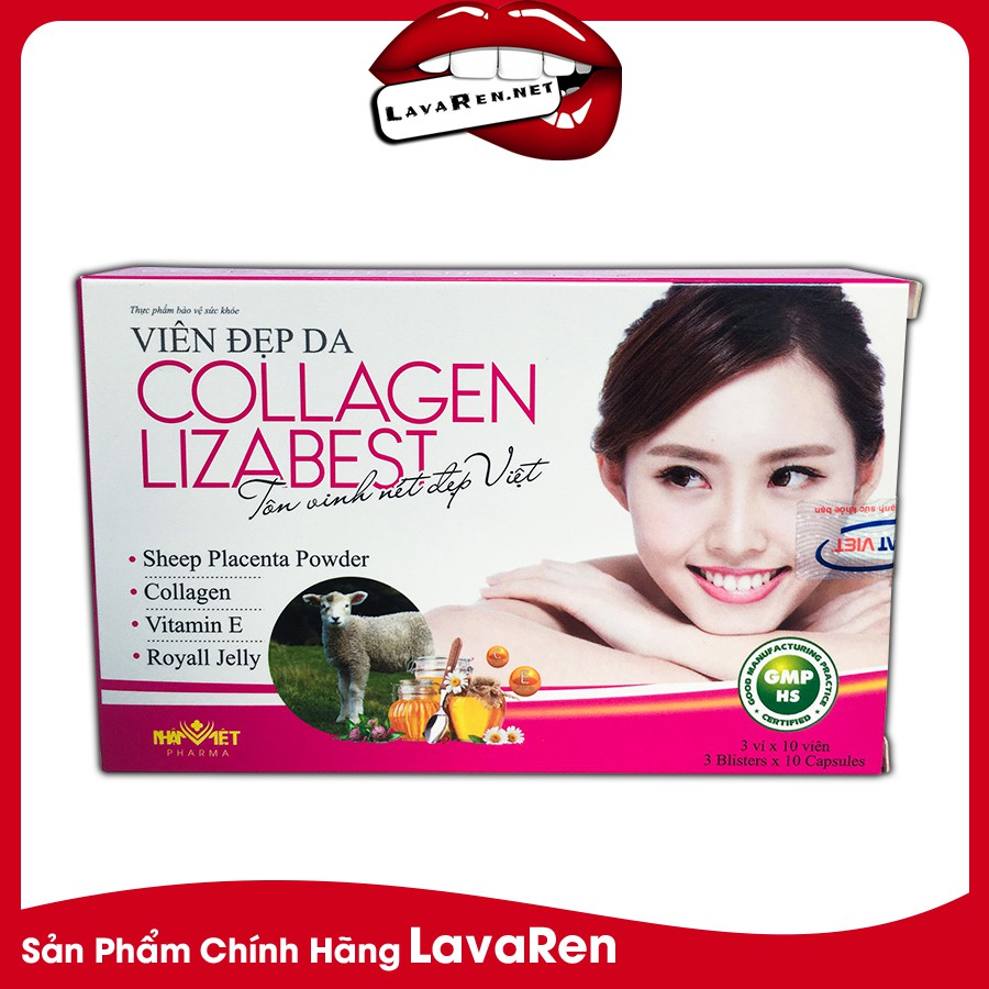 [TRẮNG MỊN HƠN ]Collagen Lizabest viên uống colagen đẹp da, trắng da an toàn, tự nhiên, chống lão hóa, giảm nếp nhăn