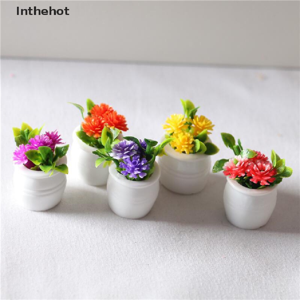 Bộ 3 Chậu Cây Xanh mini Tỉ Lệ 1: 12 Trang Trí Nhà Búp Bê