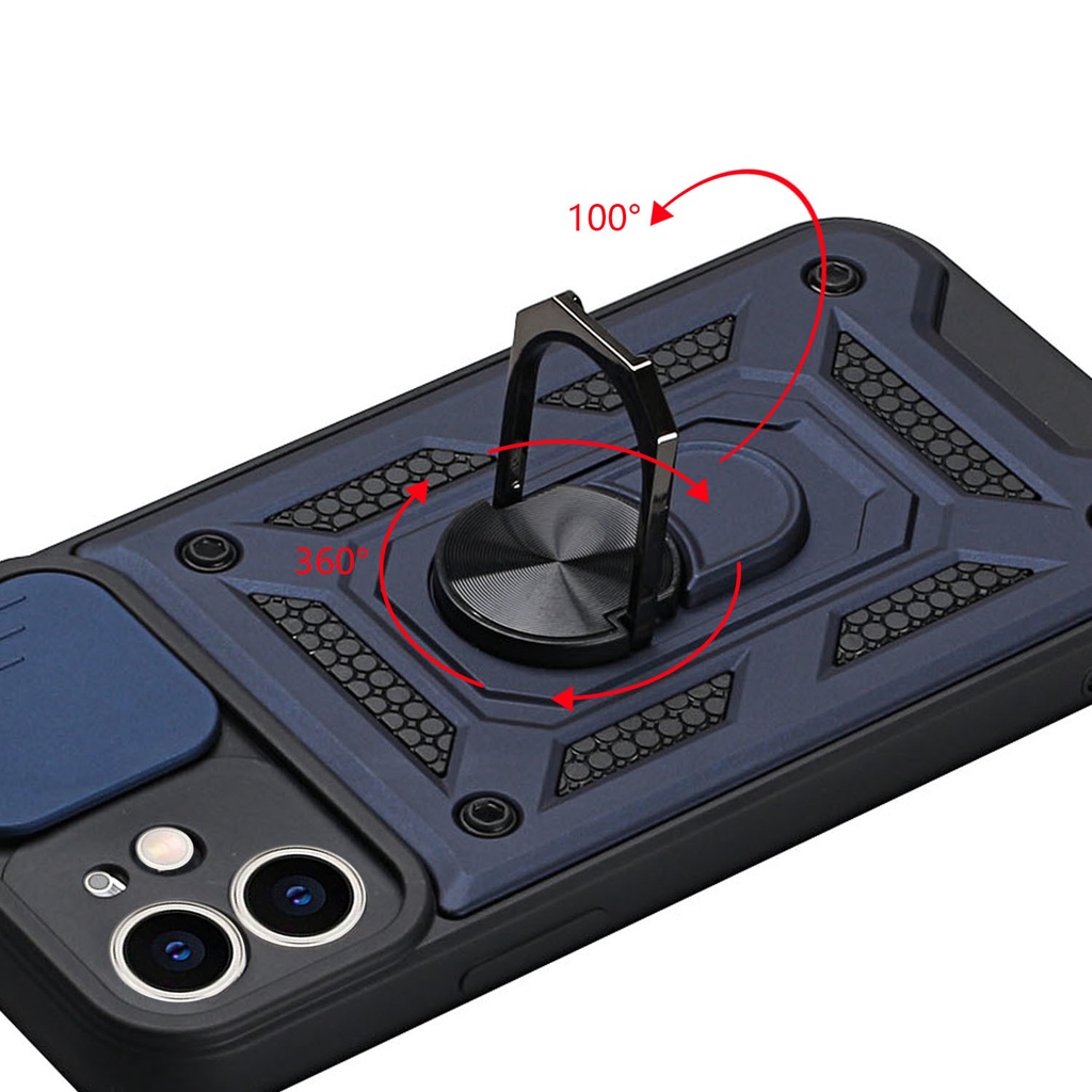 Ốp điện thoại cứng kiểu giáp và nhẫn đỡ từ tính chống sốc thích hợp cho Iphone 12 11 X Xs Pro Max Xr 7 8 Plus