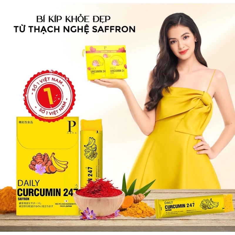 ( Set 3 hộp tặng 1 hộp) (8 thanh) Thạch Nghệ Saffron Vị Chuối 247 Nano Japan (Có sợi Saffron thật)