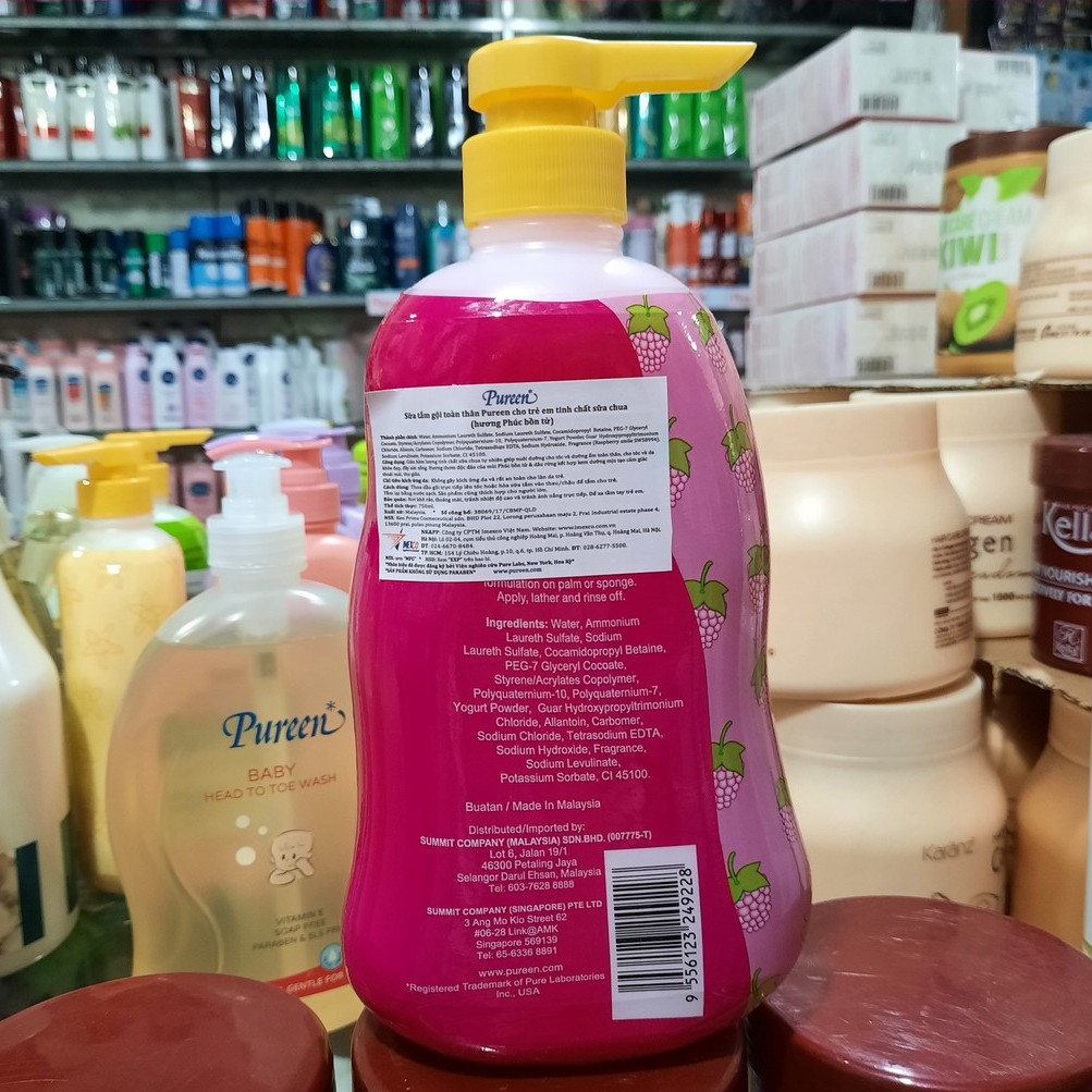 Sữa tắm gội toàn thân Pureen 750ml hương phúc bồn tử