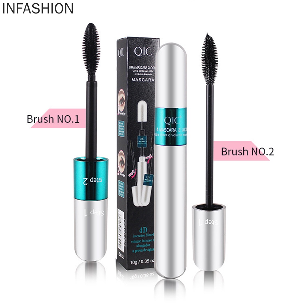 [Hàng mới về] Mascara QIC sợi 3D hai đầu chống thấm nước chuốt dày và cong mi