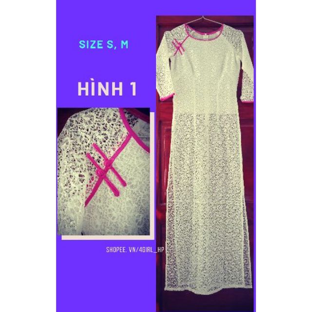 Áo dài ren trắng các loại viền cổ ( thanh lý L6 )