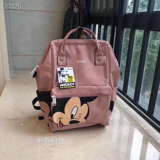 Balo bỉm sữa chống thấm nước Anello Mickey ( hàng loại 1) mẫu mới 2021 size lớn cho mẹ đi sinh