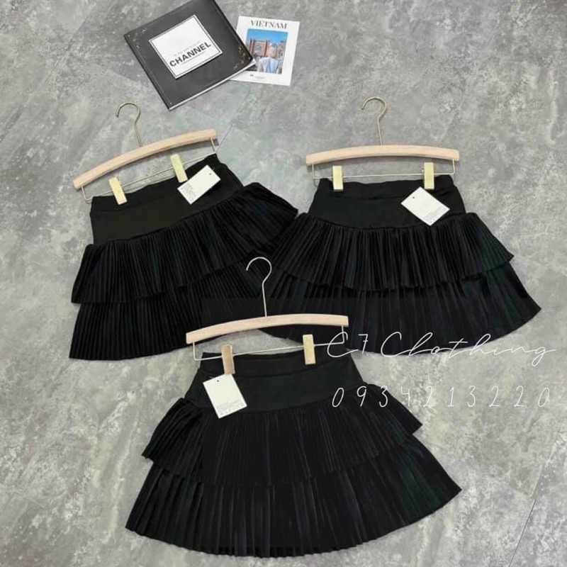 [ Mã FAXANH55 giảm 10K đơn 50K] Chân váy xếp ly 2 tầng thun cao cấp - S0U