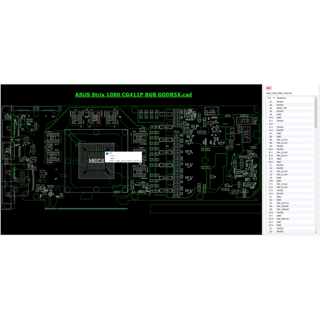 sơ đồ Boardview Card màn hình ASUS Strix 1080 CG411P 8GB GDDR5X.cad
