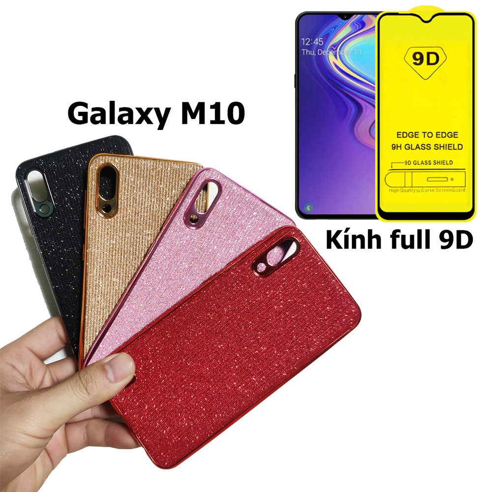 [Freeship toàn quốc từ 50k] Ốp lưng kim tuyến và kính cường lực full màn hình Galaxy M10