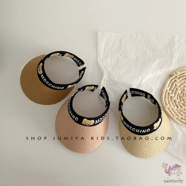 Mũ Cói Chống Tia Uv Hình Gấu Hoạt Hình Dễ Thương Phong Cách Hàn Quốc Cho Bé
