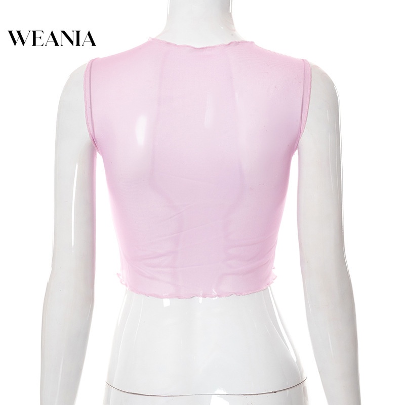 Áo Tank Top Sát Nách Phối Lưới Hoạ Tiết Chữ Thiết Kế Thanh Lịch