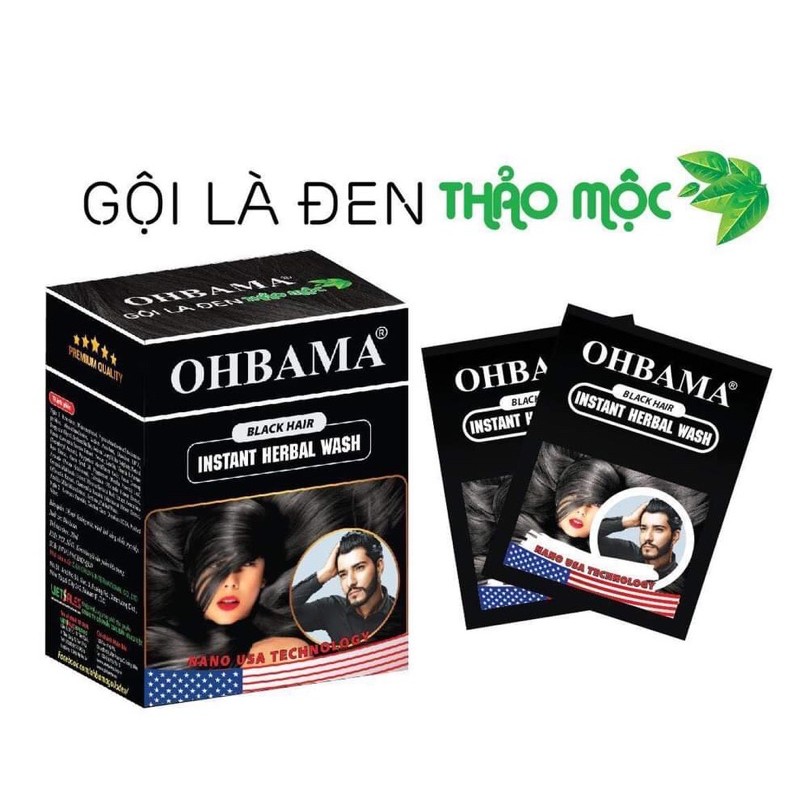 Gội là đen thảo dược Ohbama hộp 5 gói mẫu mới