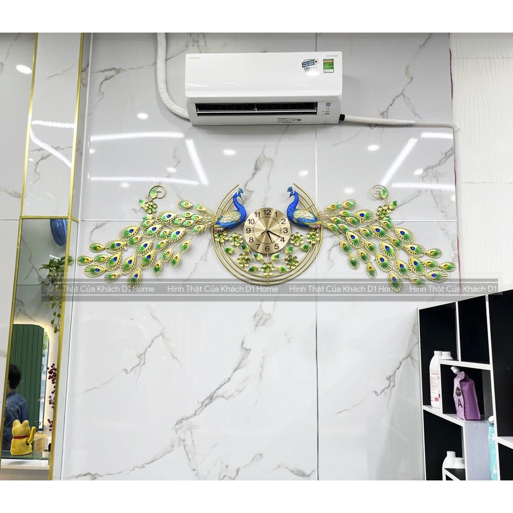 Đồng Hồ Treo Tường Con Chim Công Tài Lộc Chính Hãng D1 Home Kim Trôi Trang Trí Tường Decor- 88