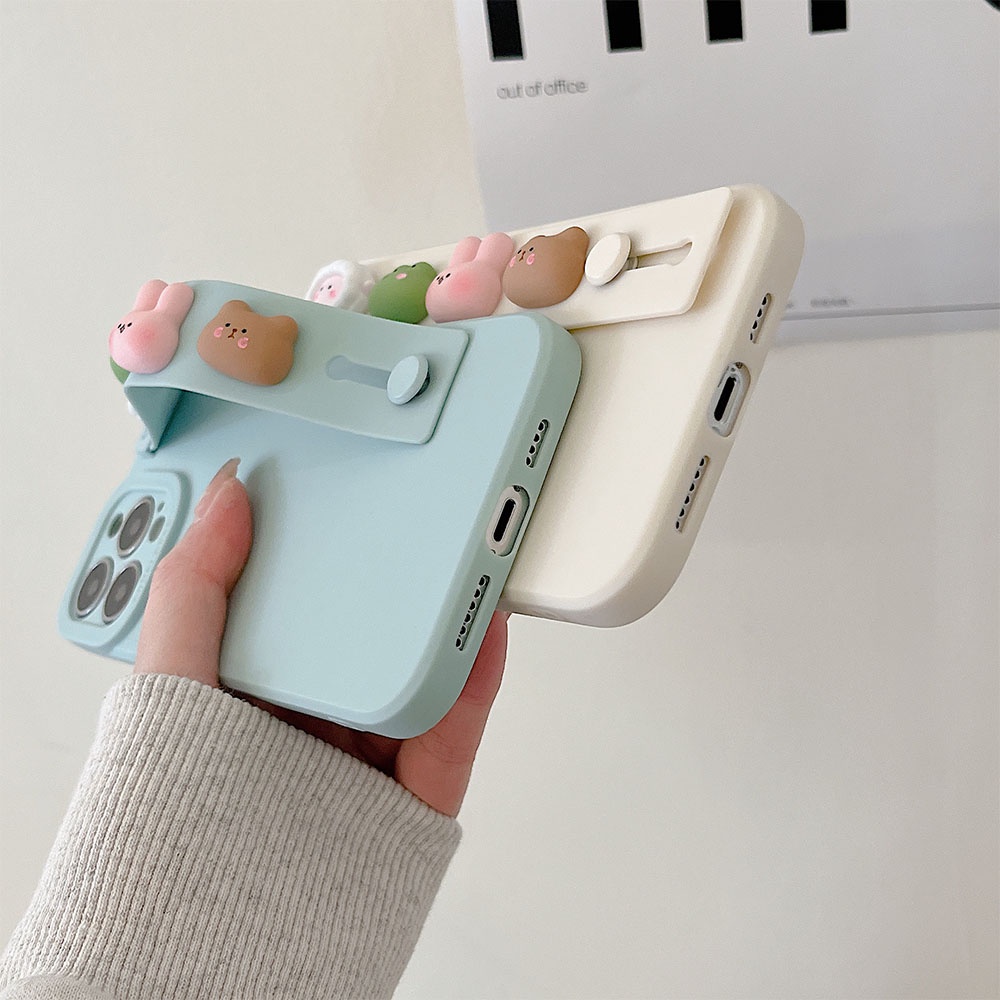 Ốp Điện Thoại Silicon Hình Thỏ/Ếch Hoạt Hình Có Dây Đeo Cổ Tay Cho Iphone 13 12 11 Pro MAX XS MAX XR