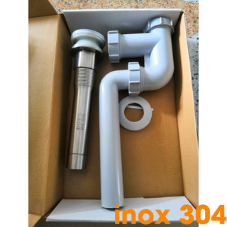 Bộ xả lavabo inox, Co P nhựa, xả nhấn chậu rửa tay, inox 304 dày đúc liền khối