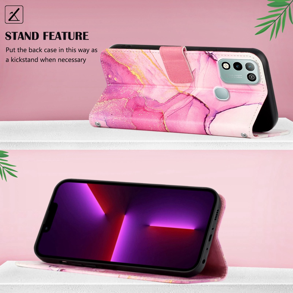 Bao Da Điện Thoại Nắp Lật Dạng Ví In Họa Tiết Cẩm Thạch Có Thể Làm Giá Đỡ Cho iphone 15 14 1