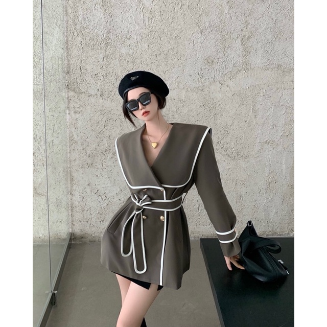 [Ảnh thật] Áo Khoác Vai Măng Tô Vai Thuỷ Thủ Hàn Quốc | BigBuy360 - bigbuy360.vn