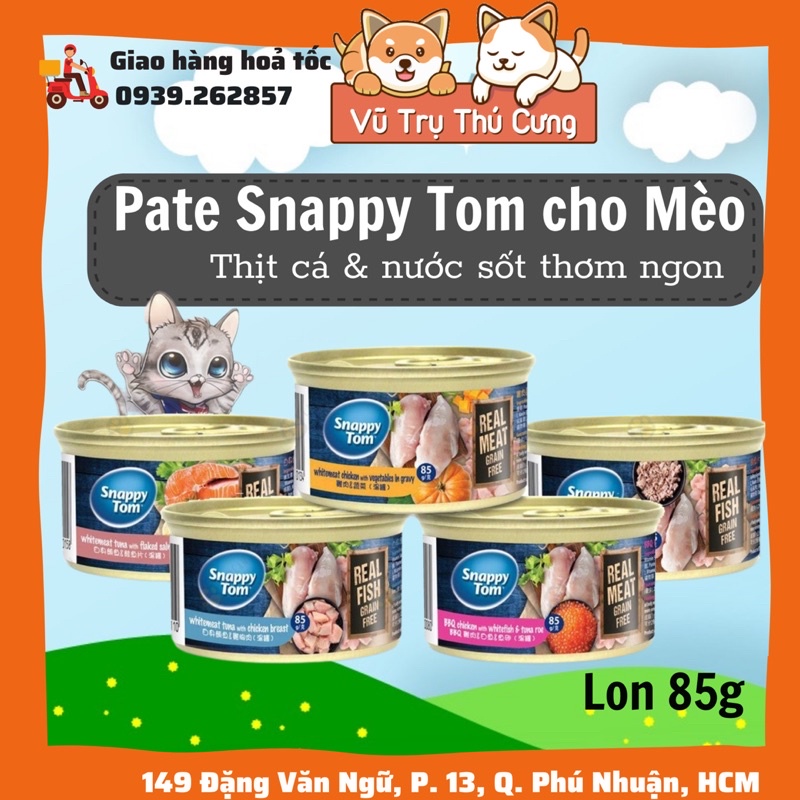 Pate Snappy Tom cho mèo, lon 85g