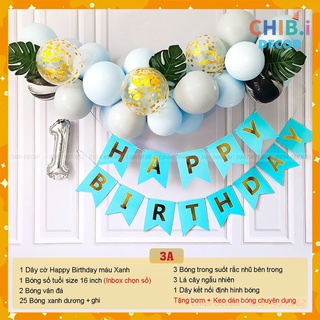 Combo set bóng bay trang trí sinh nhật, trang trí thôi nôi, đầy tháng bé trai bé gái - CHIBI DECOR 3A