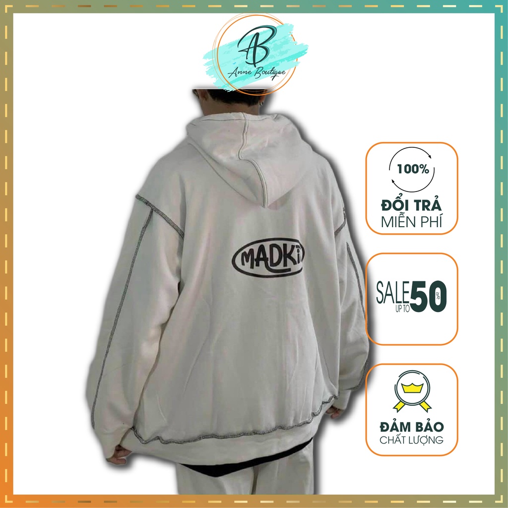 Áo Khoác Hoodie Viền Chỉ In Madkit, Áo Nỉ Nam Nữ Form Rộng Chất Dày Dặn Anne Boutique Mã 814