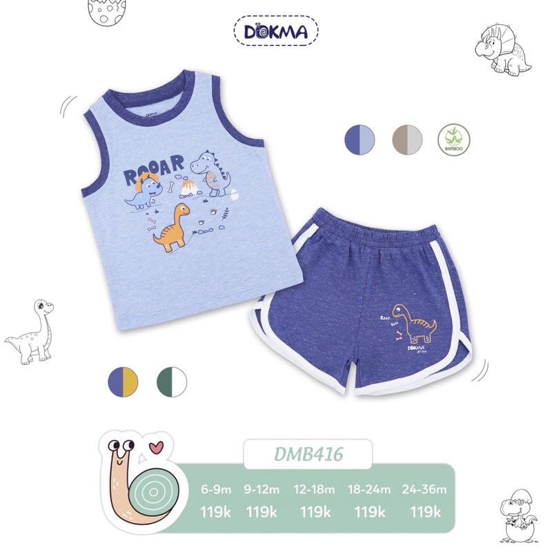 Bộ ba lỗ, sát nách, cộc tay Dokma bé trai DMB416