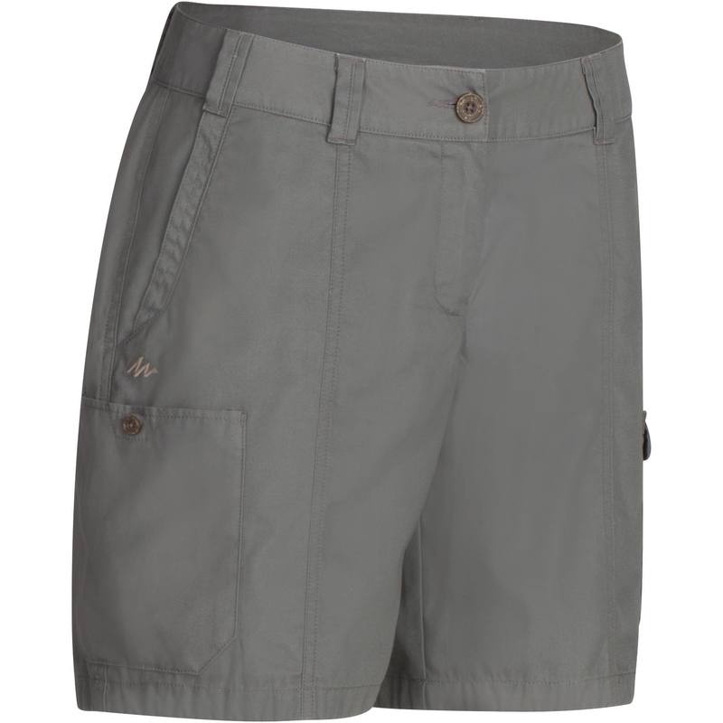 Quần short leo núi trekking travel100 cho nữ - xám Decathlon Forclaz