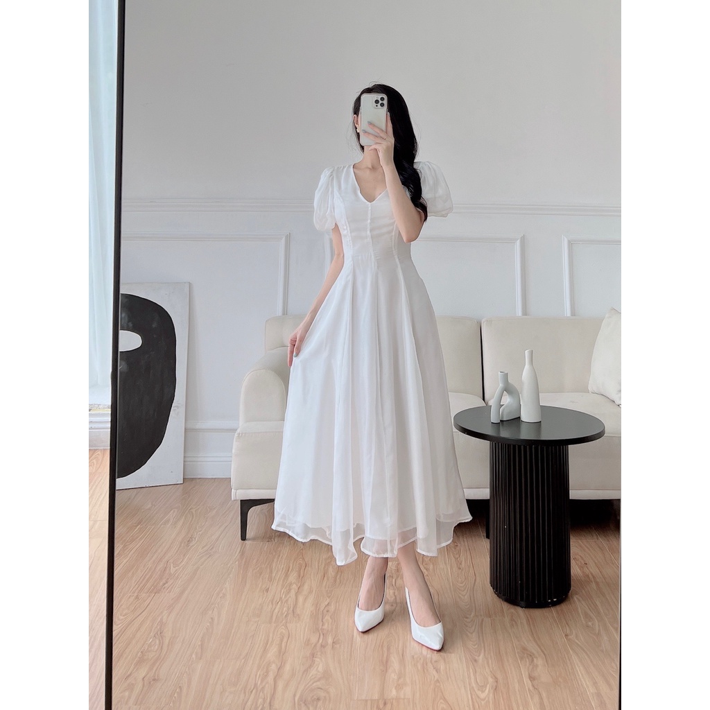 Váy tơ cắt ghép 6 mảnh