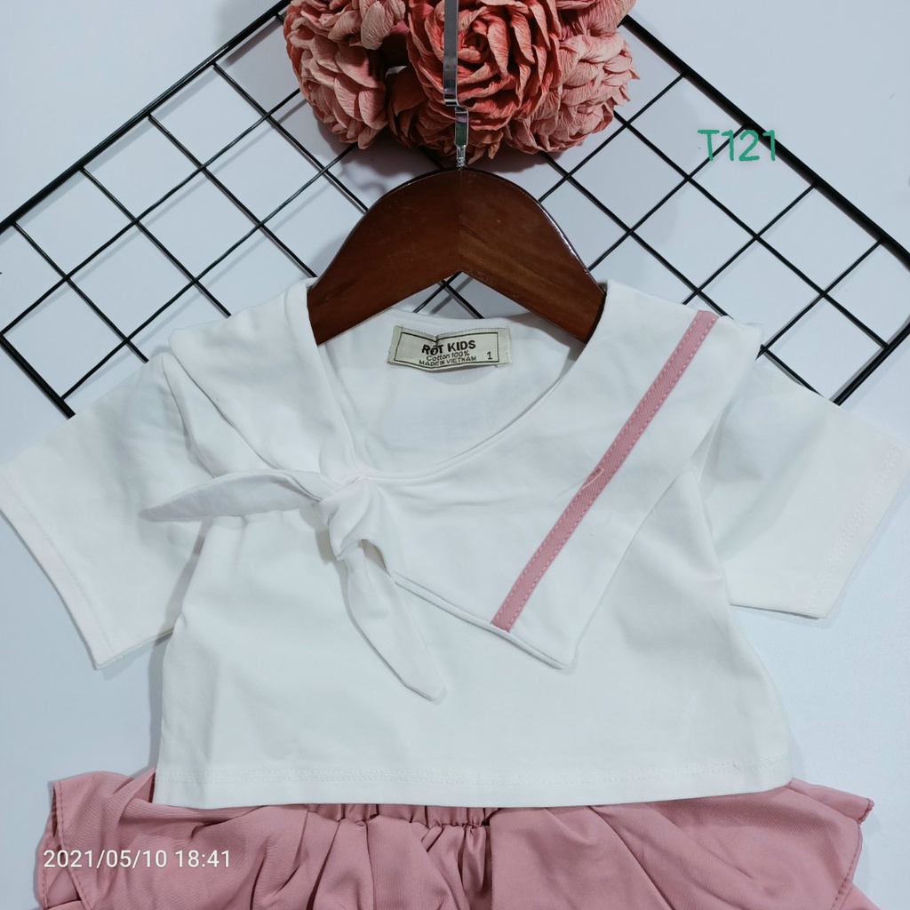 Set bộ váy bé gái áo croptop phối với chân váy tầng rất xinh- HÀNG CAO CẤP T121