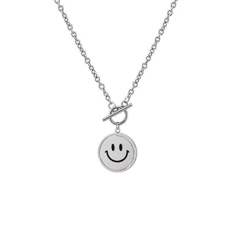 Dây Chuyền Unisex Thép Titan Không Đen Gỉ có thể đeo 2 mặt cười hoặc buồn Phong Cách Thời Trang Hip Hop