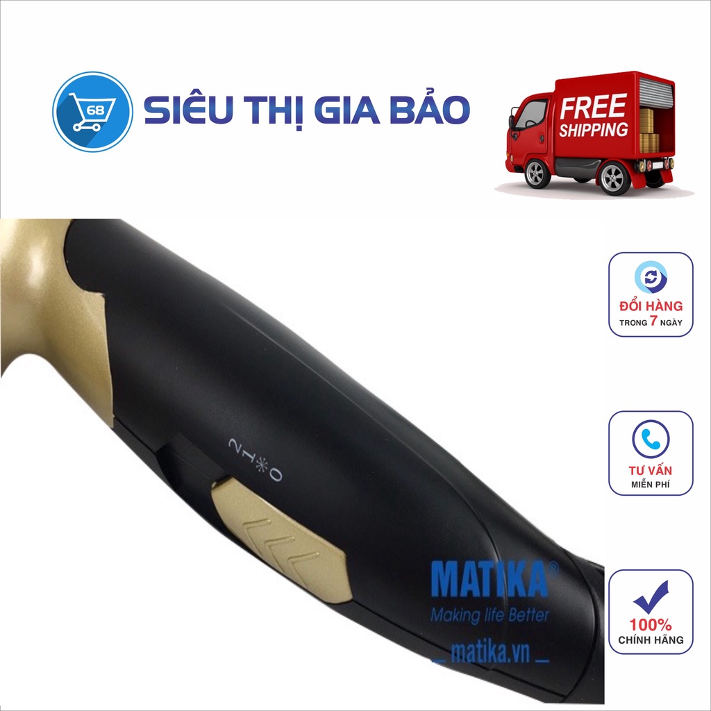 Máy Sấy Tóc MATIKA 1200W MTK-3313 chính hãng Matika màu vàng-đen
