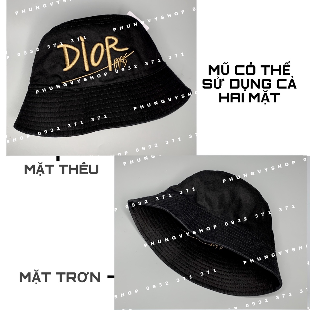 Mũ bucket form cụp đơn giản nam nữ- THÊU DI GẠCH PA - nón tai bèo vành
