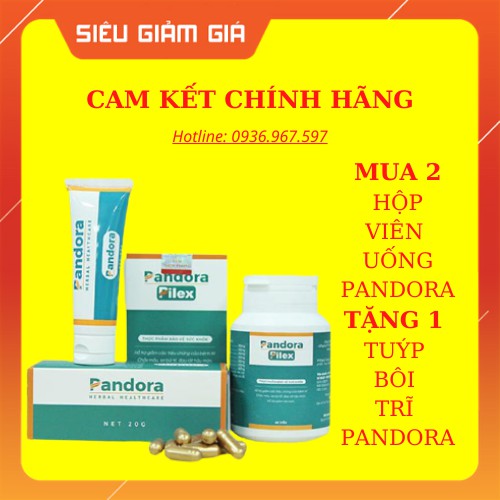 COMBO 2 hộp viên uống Pandora 60 viên TẶNG NGAY 1 Tuýp kem bôi trĩ Pandora TRỊ GIÁ 790.000đ