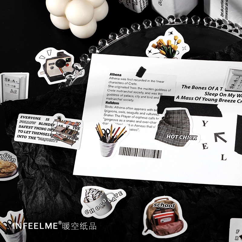 Set 40 miếng dán trang trí sổ tay đơn giản ấn tượng phong cách retro