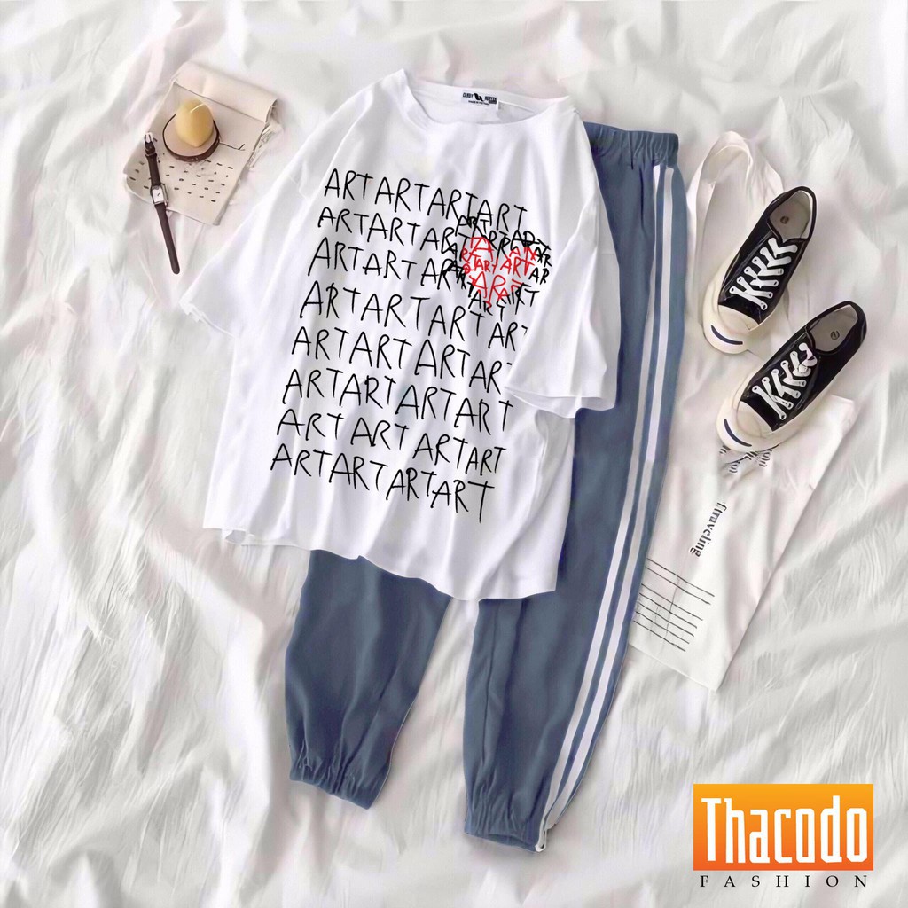 Set Đồ Thể Thao Áo Thun Quần Sọc Đẹp Chất Unisex Form Rộng | BigBuy360 - bigbuy360.vn