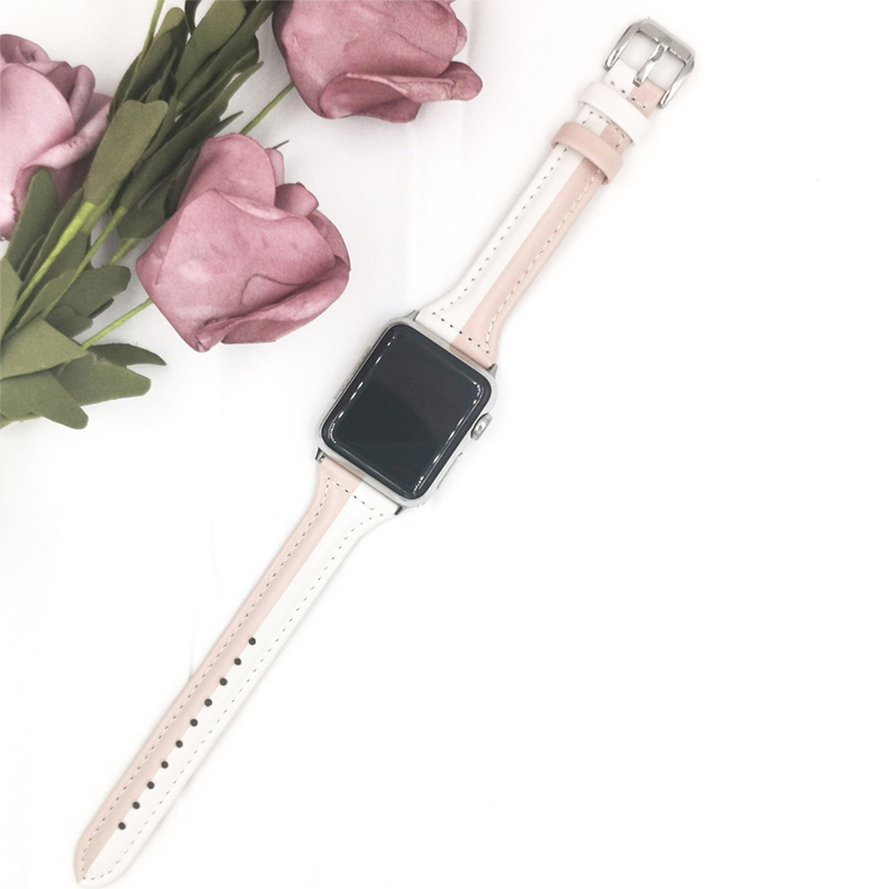 Dây Đeo Da Kẻ Sọc Cho Đồng Hồ Thông Minh Apple Watch 7 7 SE 6 5 4 3 2 Band 38mm 40mm 41mm 42mm 44mm 45mm