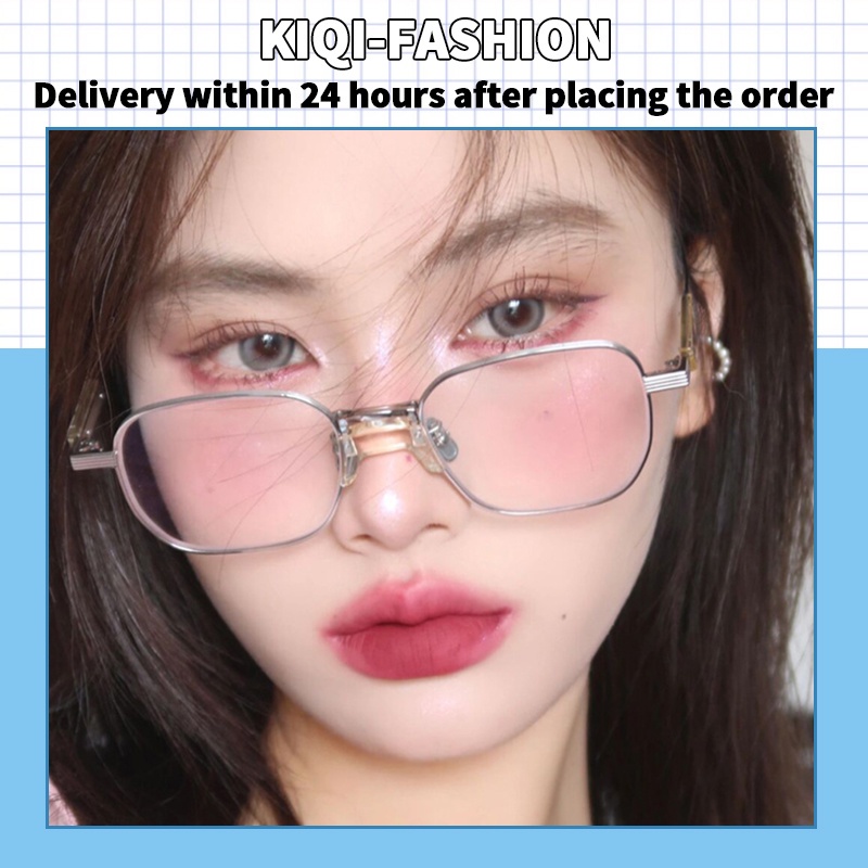 (KIQI-FASHION) COD Mắt Kính Gọng Kim Loại Chống Bức Xạ Nhập Khẩu Từ Hàn Quốc Chất Lượng Cao
