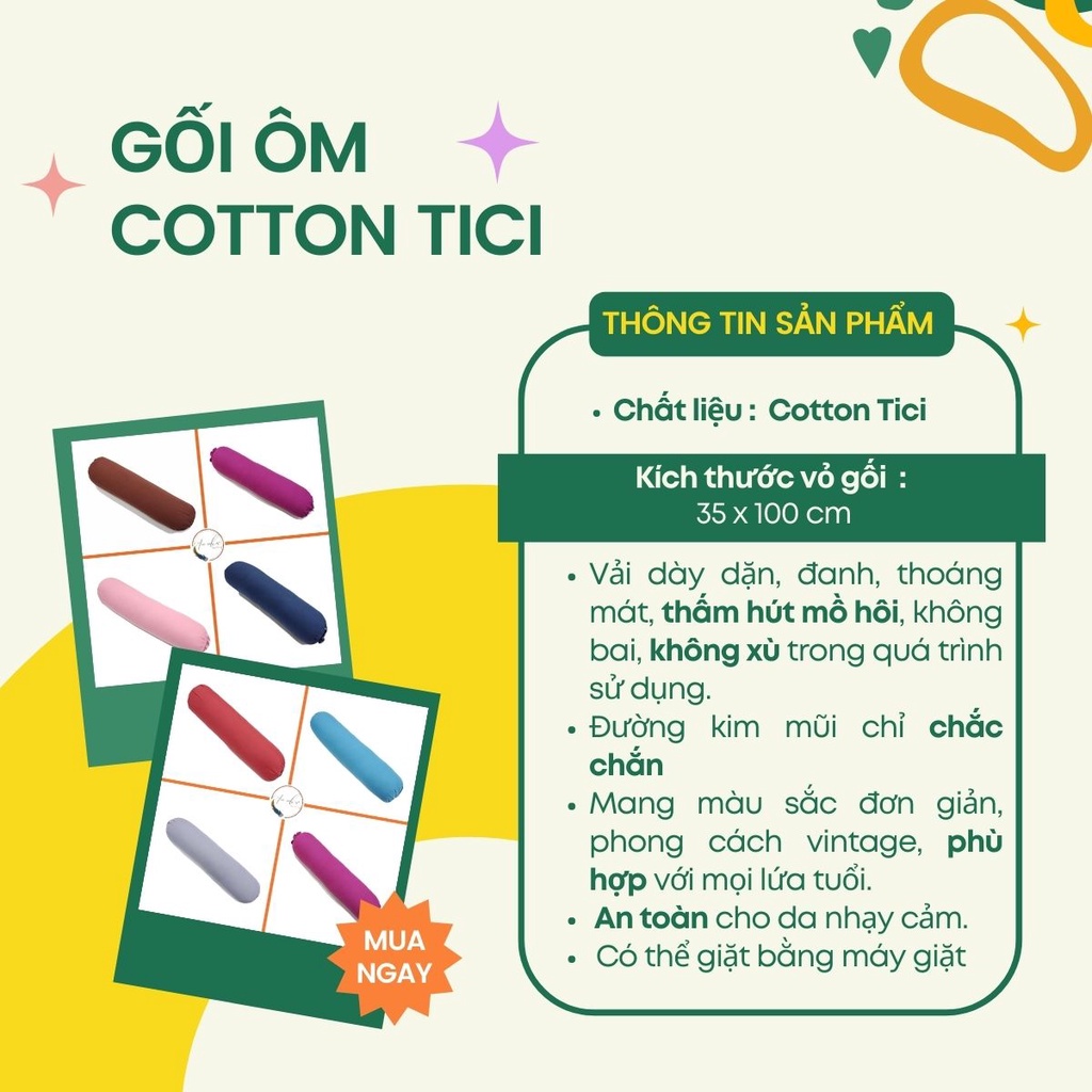 Vỏ gối ôm35x100 cotton đũi An Như