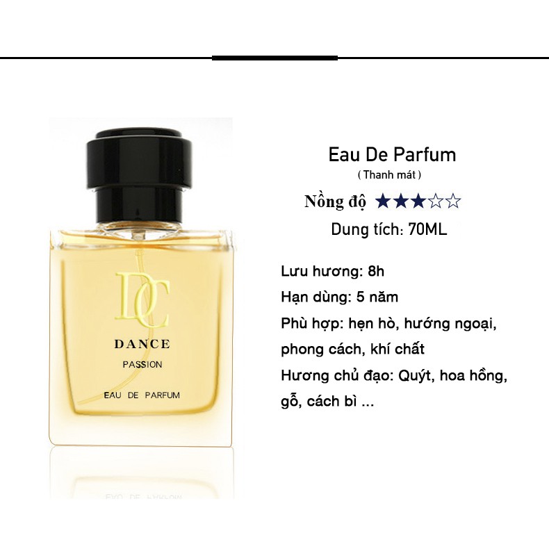 Nước hoa nam DANCE cao cấp 70ml lưu hương lên đến 12 giờ tặng kèm nước hoa hãng 5ml | BigBuy360 - bigbuy360.vn