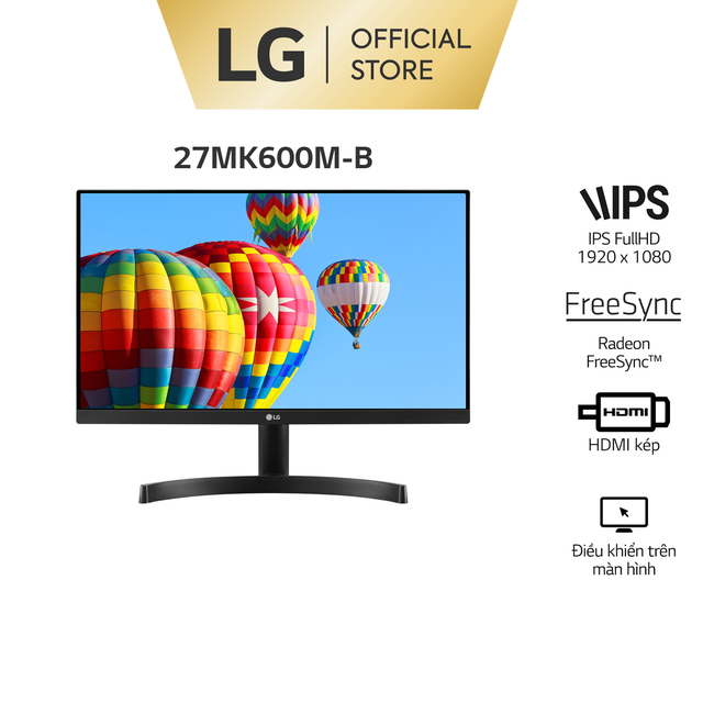 [Mã ELLGMAY giảm 10% đơn 500K] Màn Hình LED LG 27MK600M-B 27inch Full HD 5ms 75Hz Radeon FreeSync IPS