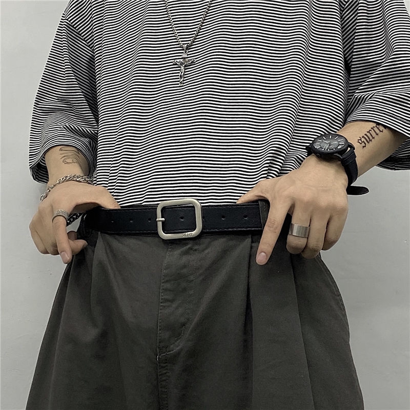 Thắt lưng da pu khóa ghim màu trơn thời trang cho nam và nữ 226022